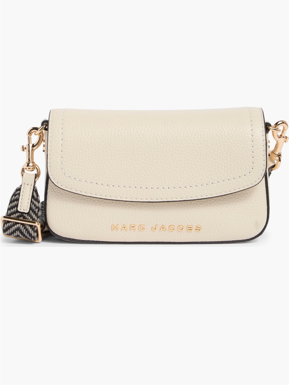 Marc Jacobs Ivory Pebbled Leather Crossbody Bag with Gold Hardware